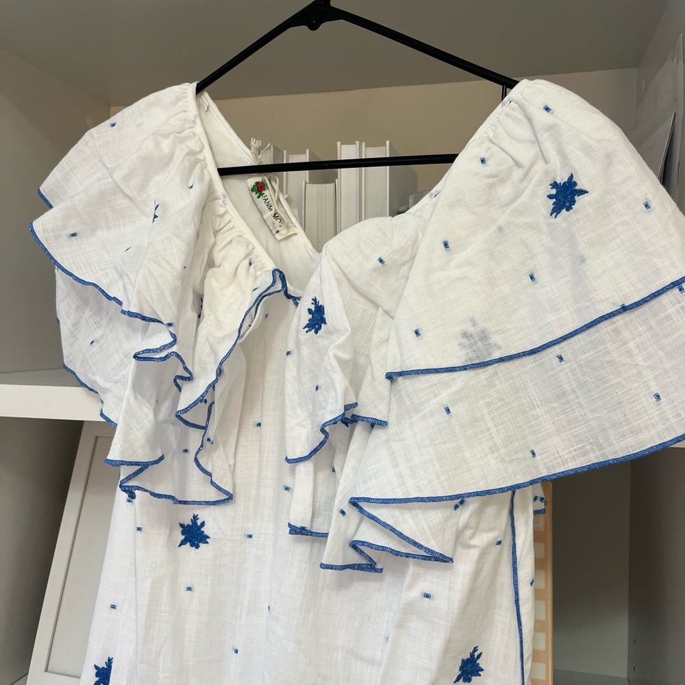 Fanm Mon blue and white dress